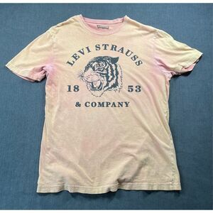 Levis Tie Dye Tiger Tee Men’s L Pink Orange Faded Streetwear Y2K Casual T‎ Shirt
